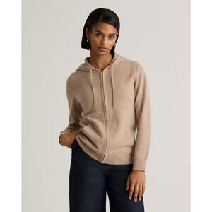 Quince Mongolian Cashmere Full-Zip Hoodie Oatmeal Small NWT